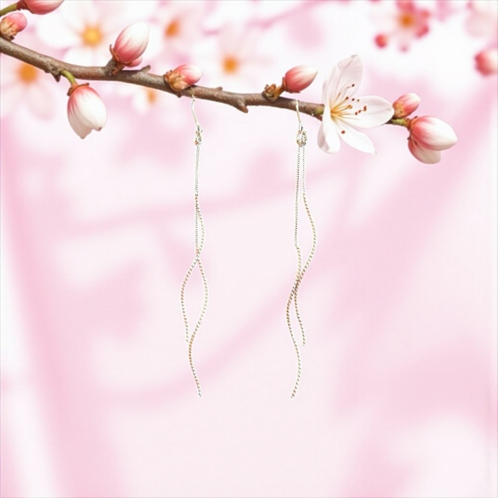 Silver Twisted Dangle Earrings
